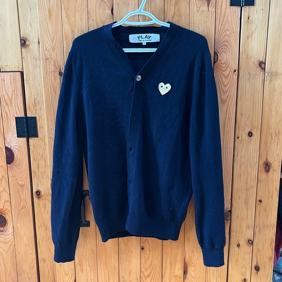 Comme des Garcons PLAY Other - Comme Des Garcons Play Gold Heart Cardigan Navy Wool Sweater